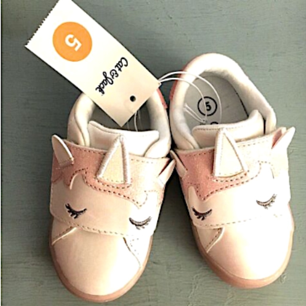 Cat & Jack Unicorn Shoes 5 Girl White Pink NEW